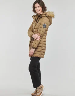 Manteaux^Superdry - FUJI HOODED MID LENGTH PUFFER Marron