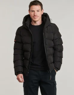 Manteaux^Superdry - HOODED SPORTS PUFFR JACKET Noir