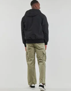 Vestes^Superdry - SURPLUS NYLON HOODED BOMBER Noir