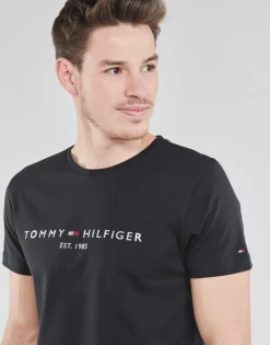 T-shirts & Polos^Tommy Hilfiger - CORE TOMMY LOGO Noir