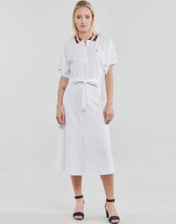 Robes^Tommy Hilfiger - GBL STP FLARE MIDI POLO DRESS SS Blanc