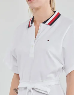 Robes^Tommy Hilfiger - GBL STP FLARE MIDI POLO DRESS SS Blanc
