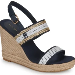 Sandales Et Nu-pieds^Tommy Hilfiger - GOLDEN WEBBING WEDGE Marine