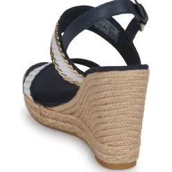 Sandales Et Nu-pieds^Tommy Hilfiger - GOLDEN WEBBING WEDGE Marine