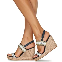 Sandales Et Nu-pieds^Tommy Hilfiger - GOLDEN WEBBING WEDGE Marine