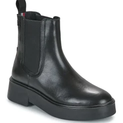 Bottines / Boots^Tommy Hilfiger - MINIMAL LEATHER CHELSEA LOGOTAPE Noir