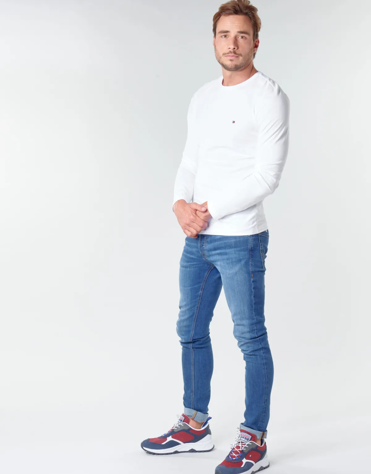 T-shirts & Polos^Tommy Hilfiger - STRETCH SLIM FIT LONG SLEEVE TEE Blanc