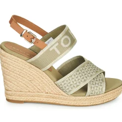Sandales Et Nu-pieds^Tommy Hilfiger - TOMMY WEBBING HIGH WEDGE SANDAL Kaki