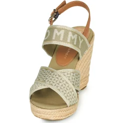 Sandales Et Nu-pieds^Tommy Hilfiger - TOMMY WEBBING HIGH WEDGE SANDAL Kaki