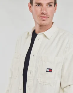 Chemises^Tommy Jeans - TJM CASUAL CORDUROY OVERSHIRT Blanc