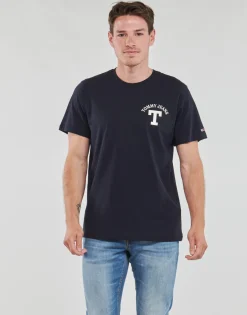 T-shirts & Polos^Tommy Jeans - TJM REG CURVED LETTERMAN TEE Marine