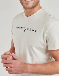 T-shirts & Polos^Tommy Jeans - TJM REG LINEAR LOGO TEE EXT Beige