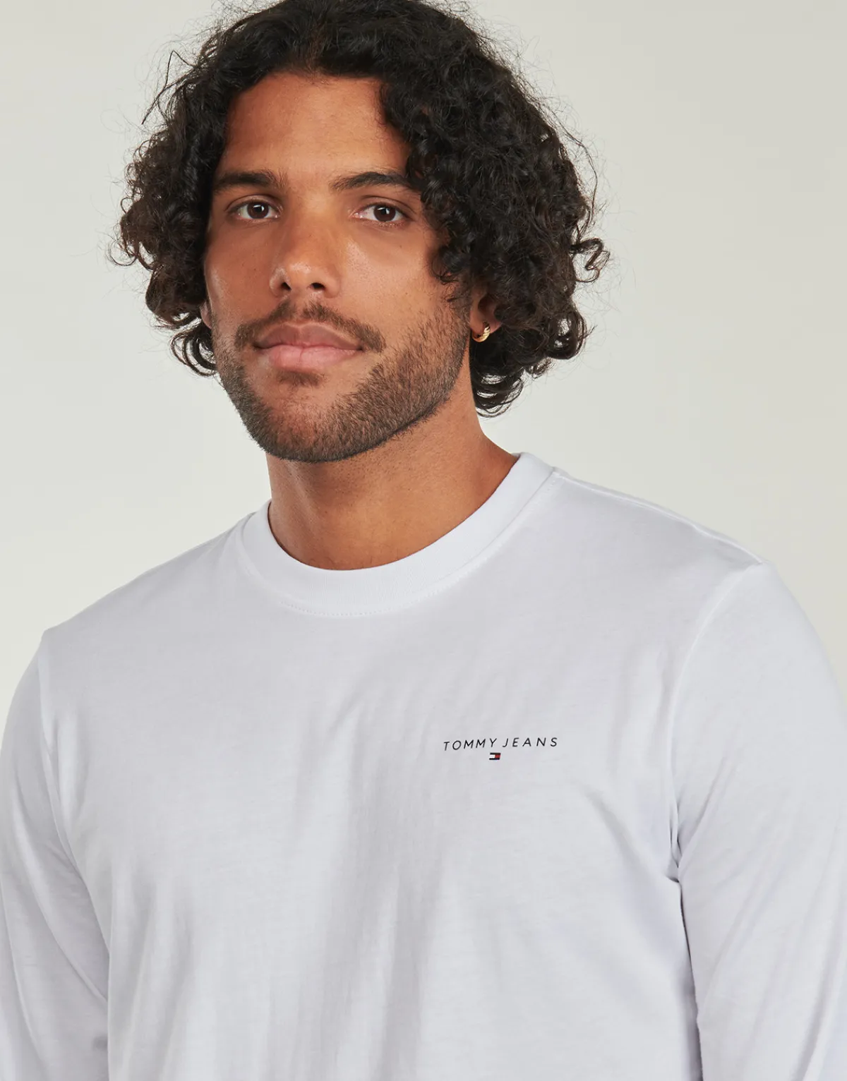 T-shirts & Polos^Tommy Jeans - TJM SLIM LINEAR CHST L/S TEE EXT Blanc