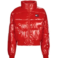 Manteaux^Tommy Jeans - TJW BADGE GLOSSY PUFFER Rouge