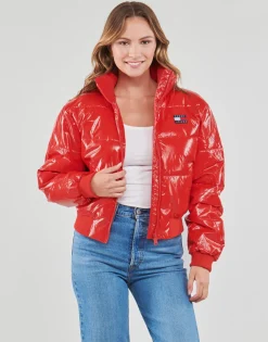 Manteaux^Tommy Jeans - TJW BADGE GLOSSY PUFFER Rouge