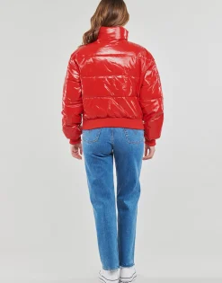 Manteaux^Tommy Jeans - TJW BADGE GLOSSY PUFFER Rouge