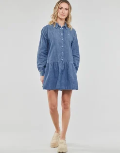 Robes^Tommy Jeans - TJW CHAMBRAY SHIRT DRESS Bleu