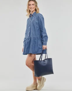 Robes^Tommy Jeans - TJW CHAMBRAY SHIRT DRESS Bleu