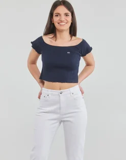 Tops / Blouses^Tommy Jeans - TJW CROP RIB OFF SHOULDER TOP Marine