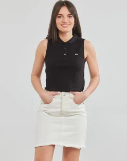 Tops / Blouses^Tommy Jeans - TJW CROP SLEEVELESS RIB POLO Noir