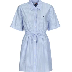 Robes^Tommy Jeans - TJW MINI STRIPE SHIRT DRESS Bleu