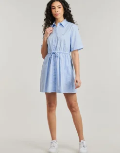 Robes^Tommy Jeans - TJW MINI STRIPE SHIRT DRESS Bleu