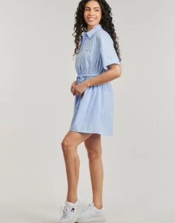 Robes^Tommy Jeans - TJW MINI STRIPE SHIRT DRESS Bleu
