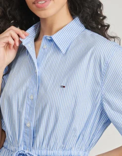 Robes^Tommy Jeans - TJW MINI STRIPE SHIRT DRESS Bleu