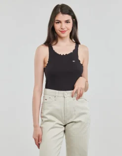 Tops / Blouses^Tommy Jeans - TJW SKINNY RIB BABYLOCK TANK Noir